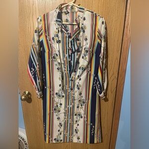 Striped Floral Midi Dress